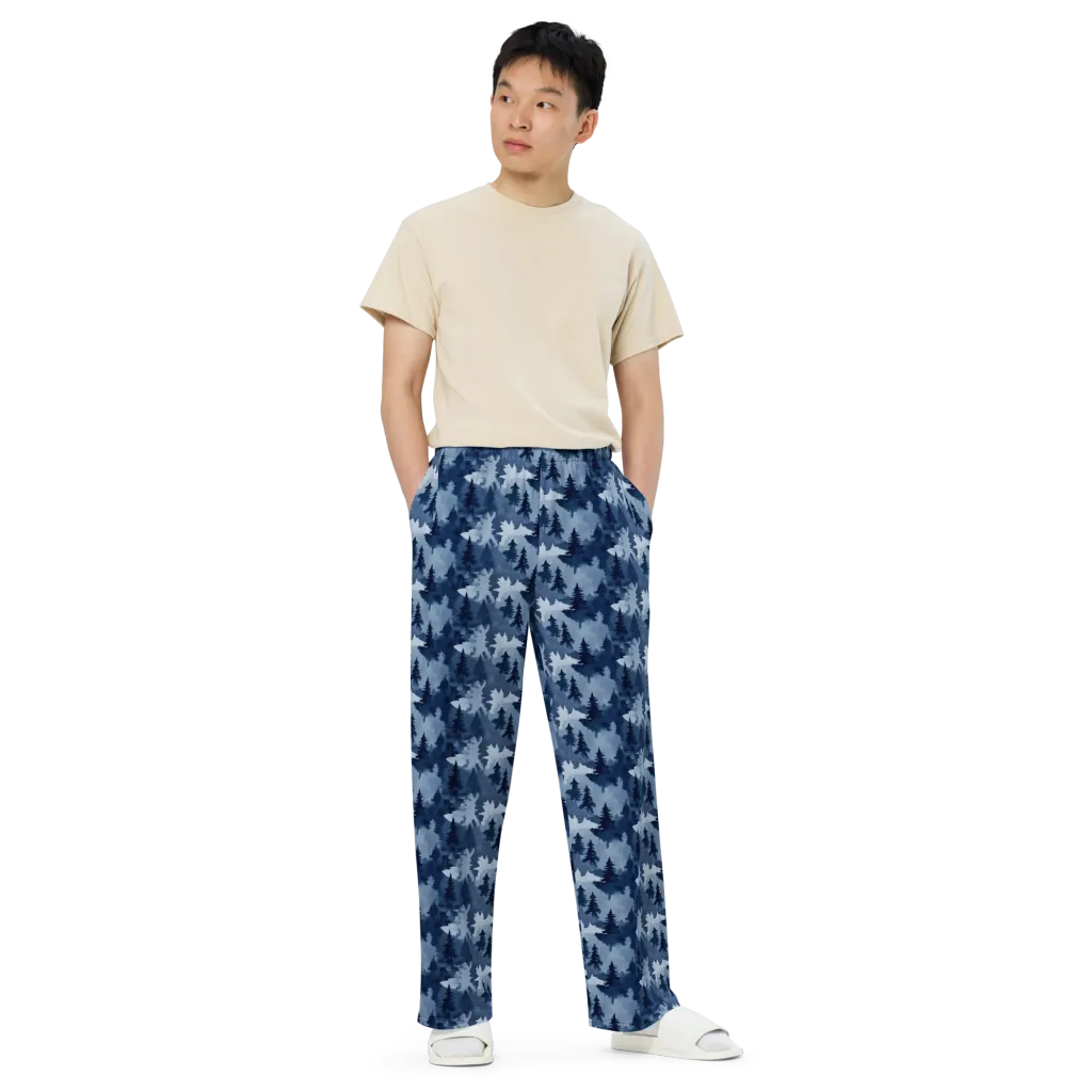 Frosted Evergreen on Wide-Leg Pants — Front