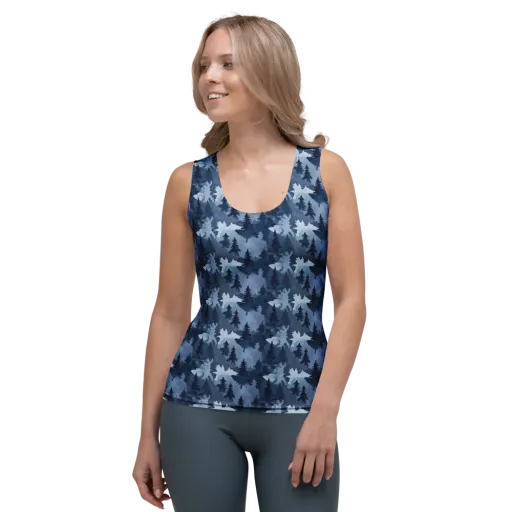 Frosted Evergreen on a Women's Tank Top
