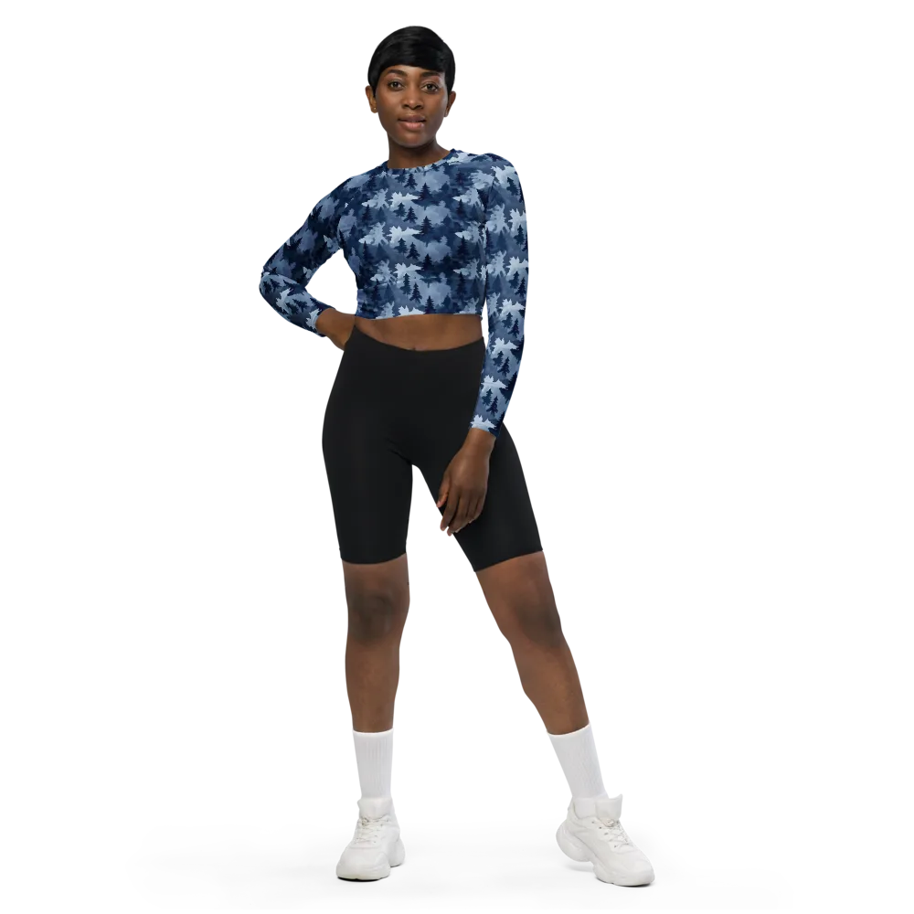 Frosted Evergreen on Long Sleeve Crop Top — Front