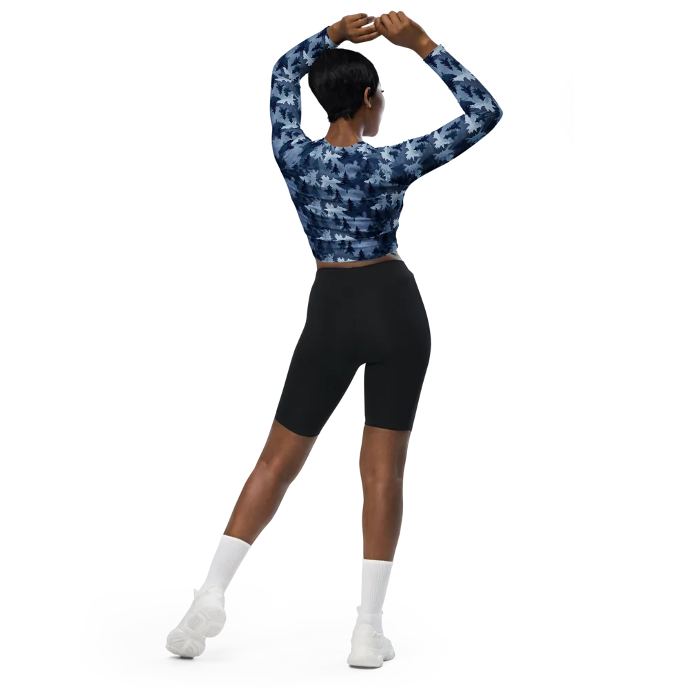 Frosted Evergreen on Long Sleeve Crop Top — Back