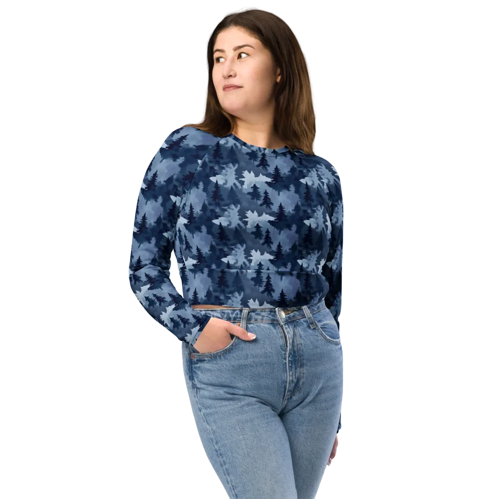 Frosted Evergreen on Long Sleeve Crop Top — Front