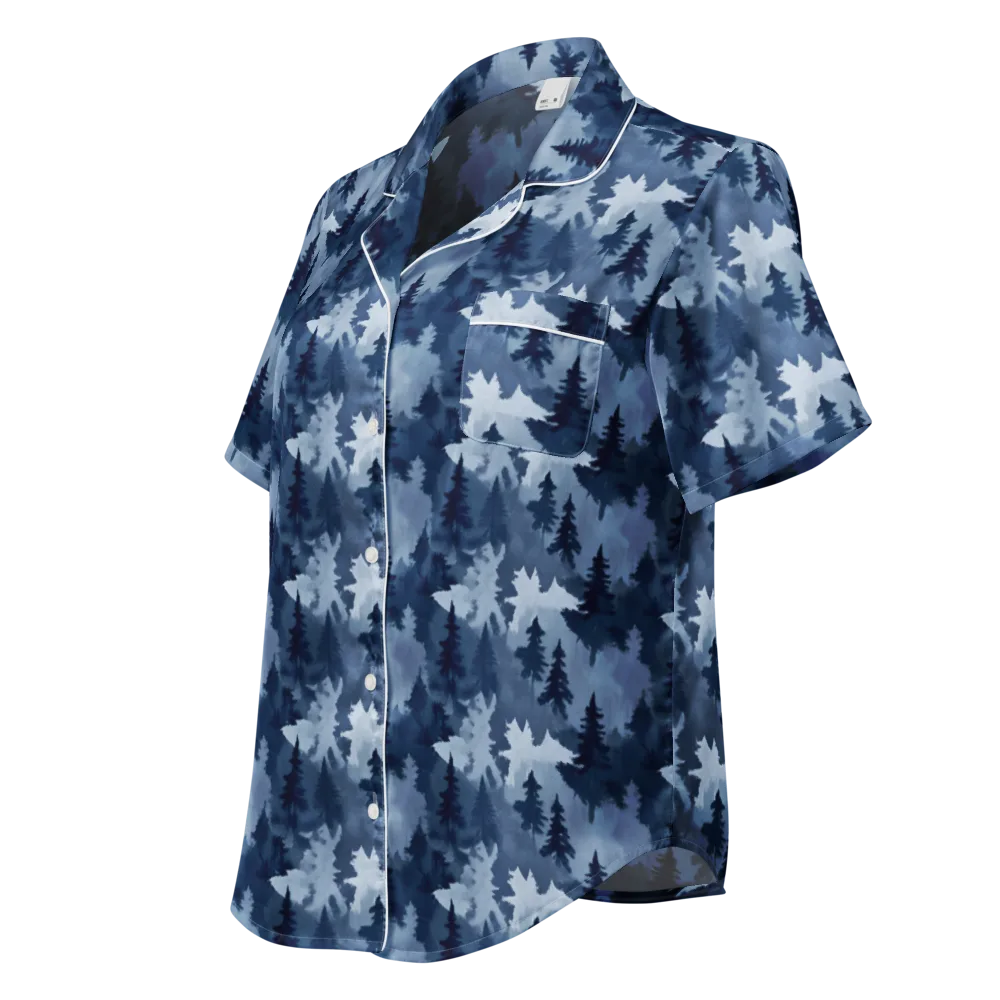 Frosted Evergreen on Women's Short Sleeve Pajama Top — Left Front
