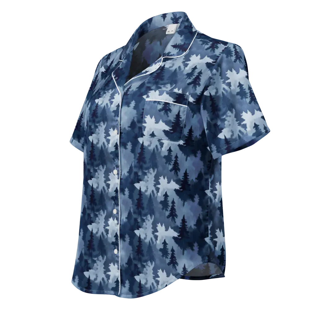 Frosted Evergreen on Women's Short Sleeve Pajama Top — Left Front