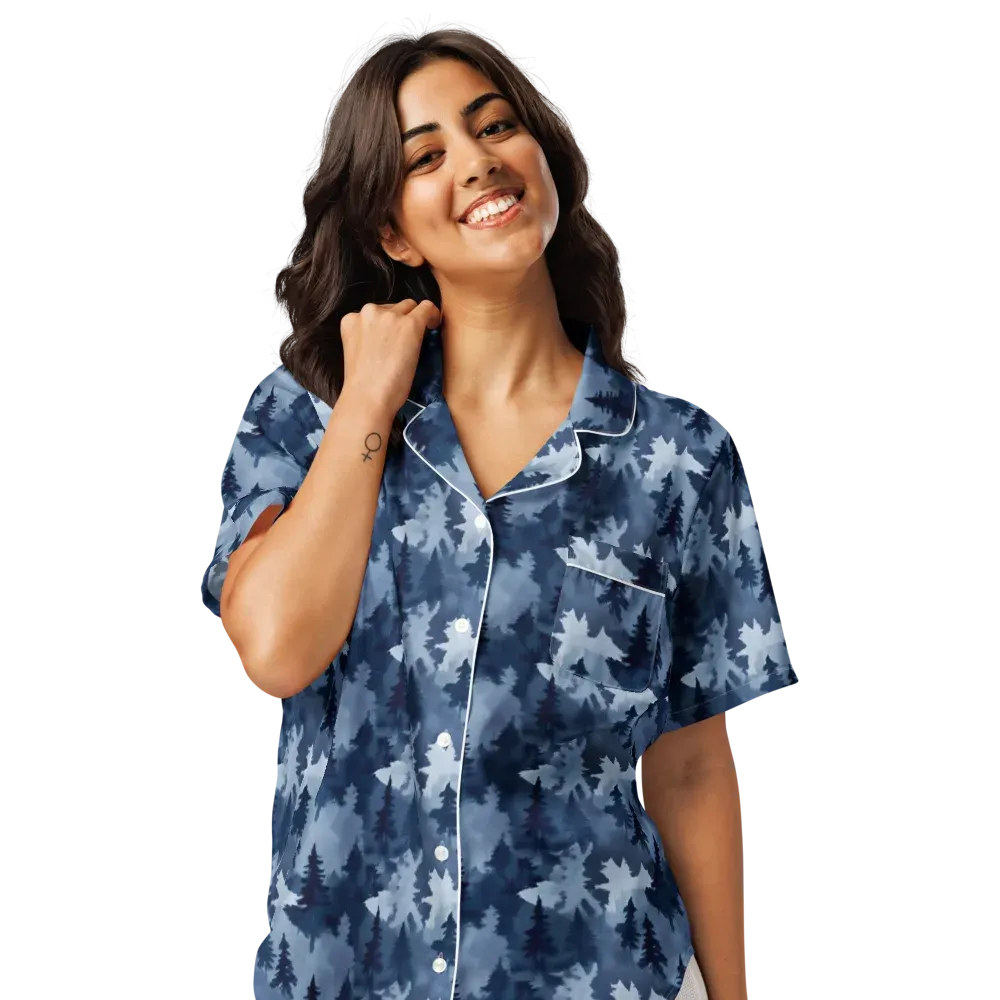 Frosted Evergreen on Women's Short Sleeve Pajama Top — Front