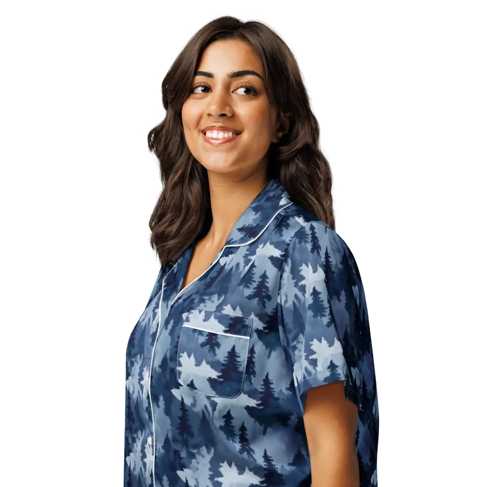 Frosted Evergreen on Women's Short Sleeve Pajama Top — Left Front