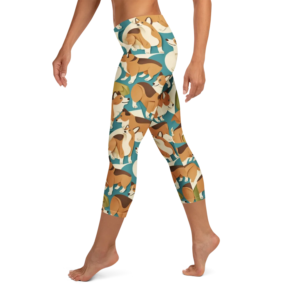 The Corgi Circuit on Capri Leggings — Left