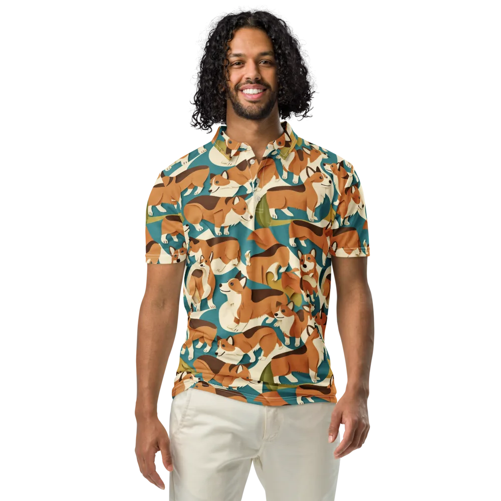 The Corgi Circuit on Men's Slim Fit Polo Shirt — Front