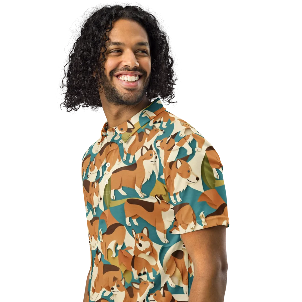 The Corgi Circuit on Men's Slim Fit Polo Shirt — Left Front