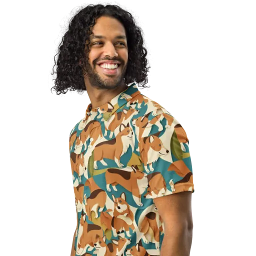 The Corgi Circuit on a Men's Slim Fit Polo Shirt