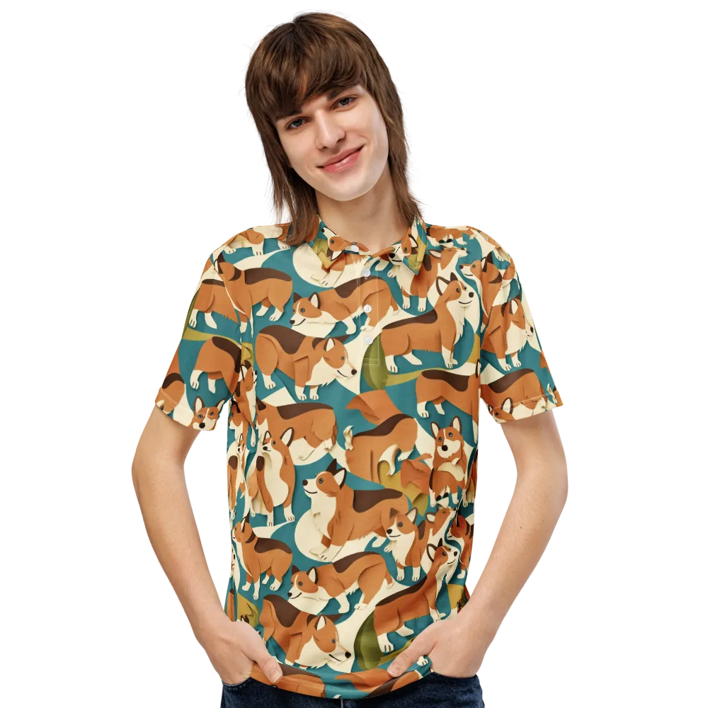 The Corgi Circuit on Men's Slim Fit Polo Shirt — Front