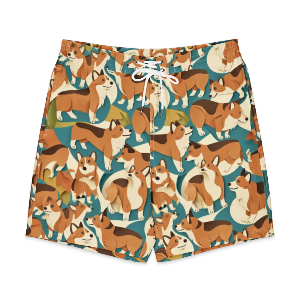 The Corgi Circuit on Men's Board Shorts — Front