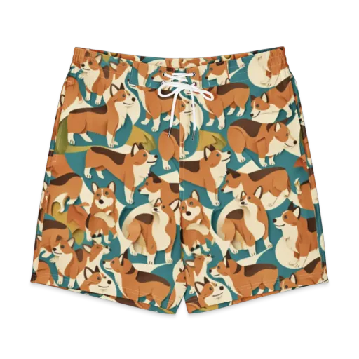 The Corgi Circuit on a Men's Board Shorts