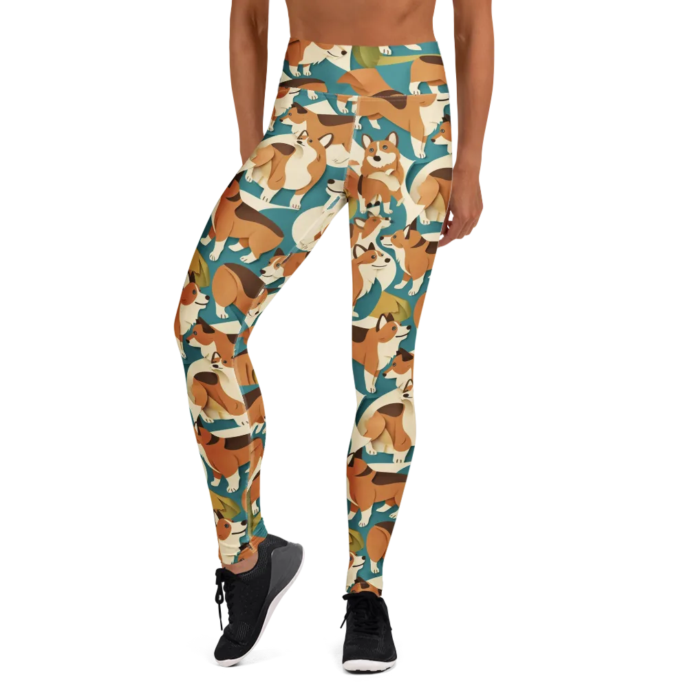 The Corgi Circuit on Yoga Leggings — Front