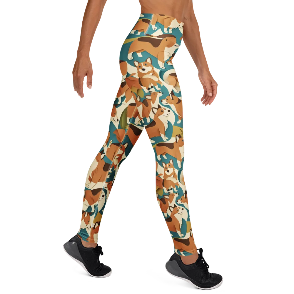 The Corgi Circuit on Yoga Leggings — Right
