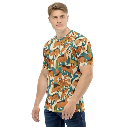The Corgi Circuit on a Men's Crew Neck T-Shirt