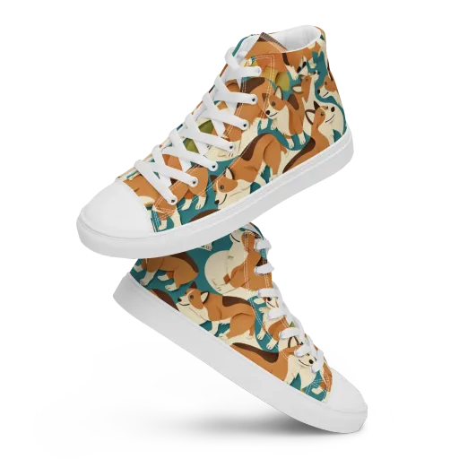 The Corgi Circuit on a Women's High Top Canvas Shoes