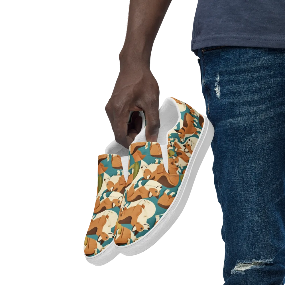 The Corgi Circuit on Men's Slip-On Canvas Shoes — Left Front