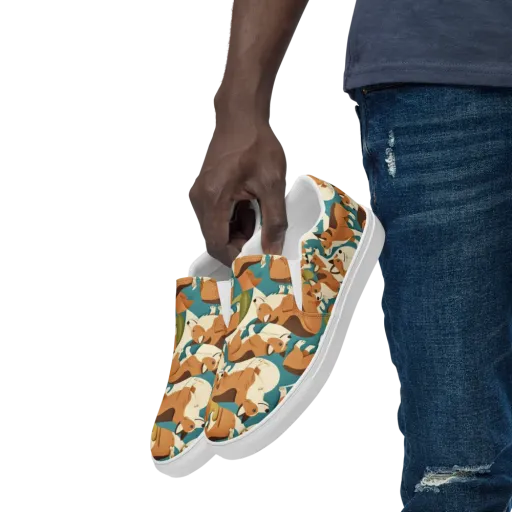 The Corgi Circuit on a Men's Slip-On Canvas Shoes