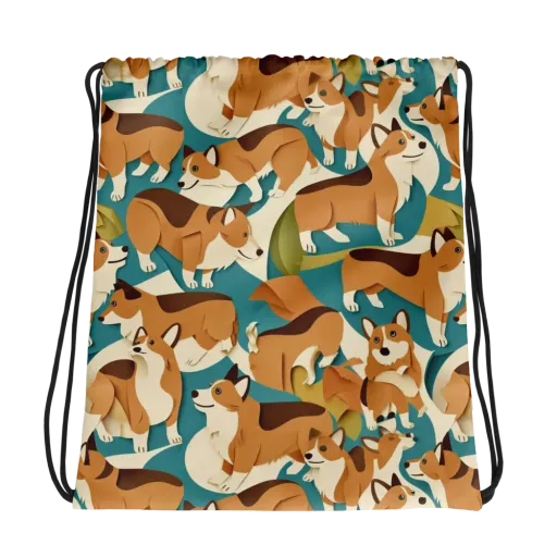 The Corgi Circuit on a Drawstring Bag