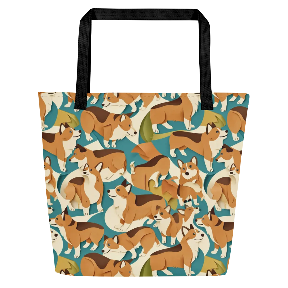 The Corgi Circuit on Large Tote Bag W/ Pocket — Front
