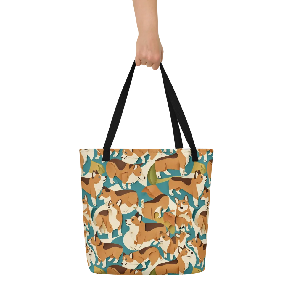 The Corgi Circuit on Large Tote Bag W/ Pocket — Front