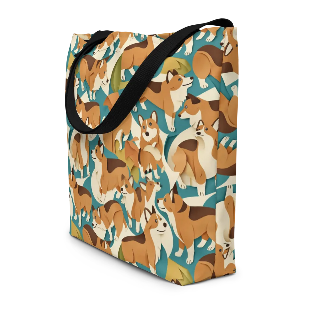 The Corgi Circuit on Large Tote Bag W/ Pocket — Front