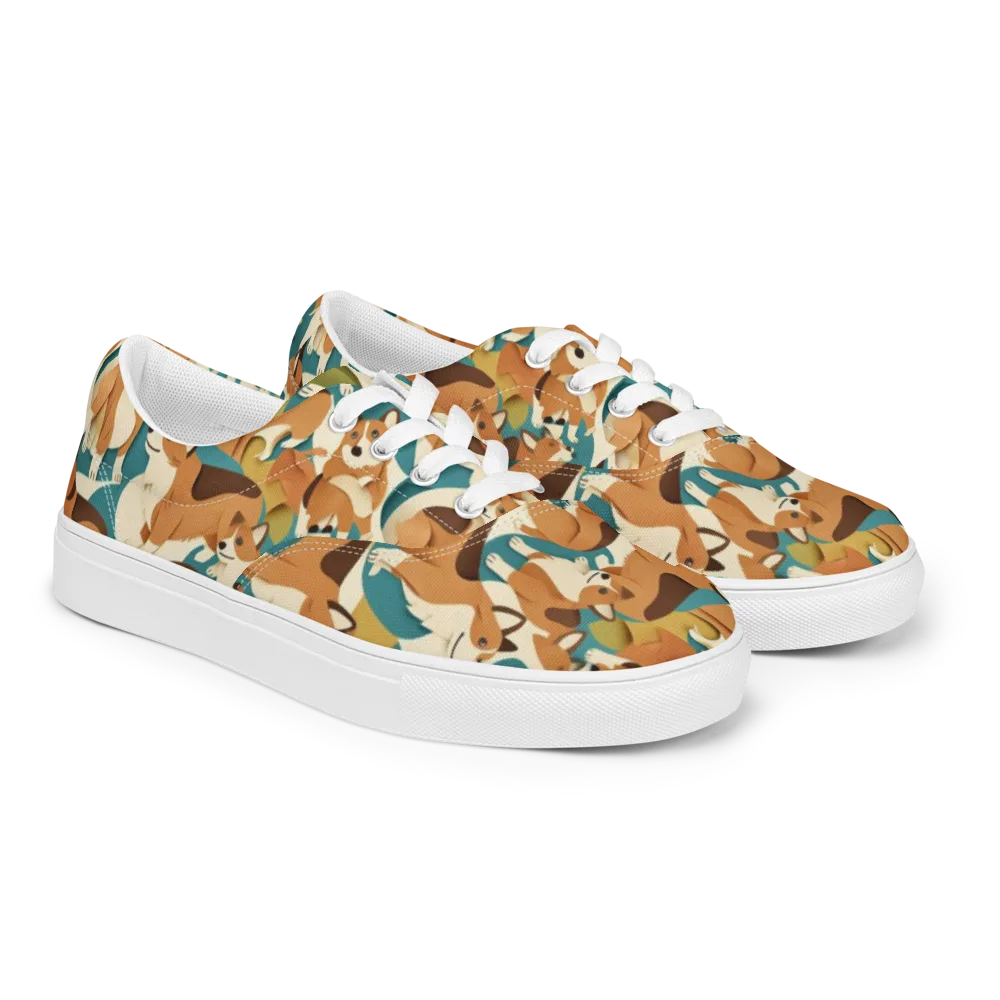 The Corgi Circuit on Men's Lace-Up Canvas Shoes — Right Front