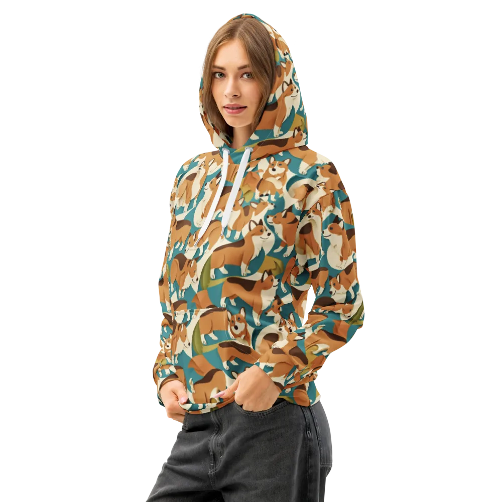 The Corgi Circuit on Cotton Hoodie — Left Front