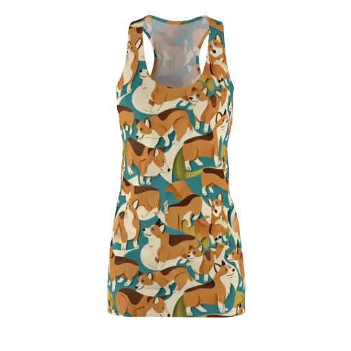 The Corgi Circuit on a Racerback Dress