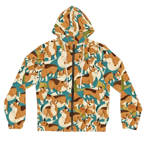 The Corgi Circuit on a Women's Full-Zip Hoodie