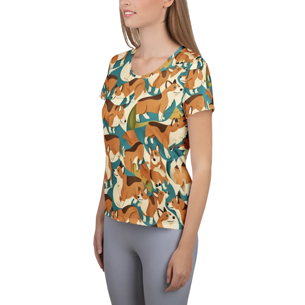 The Corgi Circuit on Women's Athletic T-Shirt — Left