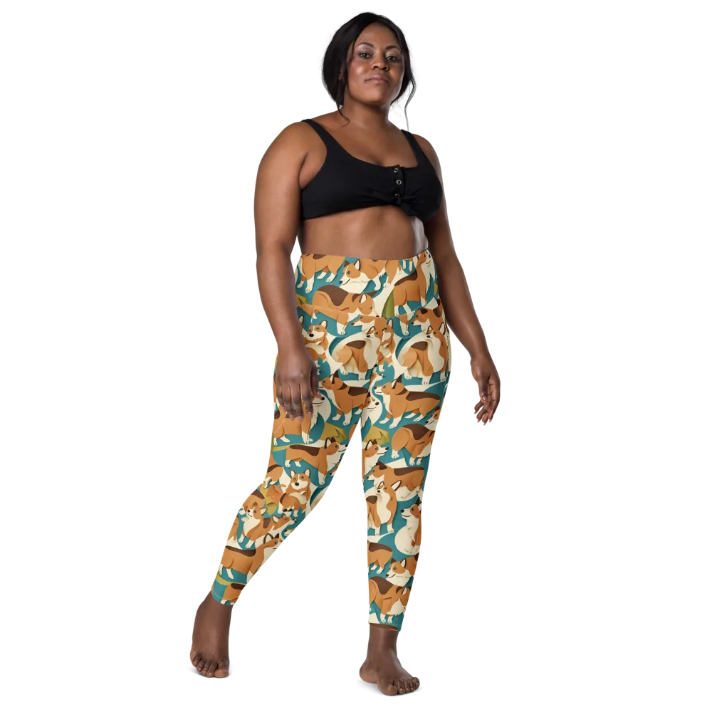 The Corgi Circuit on Leggings with Pockets — Front