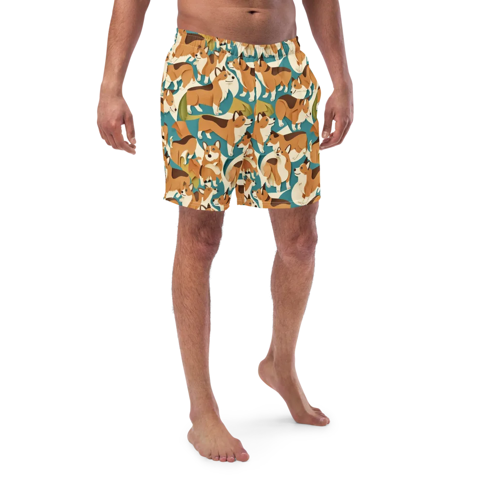 The Corgi Circuit on Swim Trunks — Front