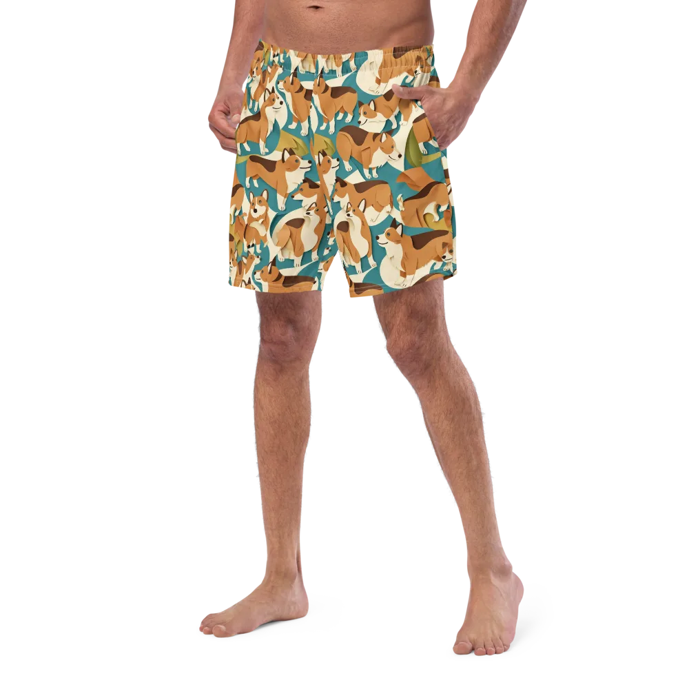 The Corgi Circuit on Swim Trunks — Left Front