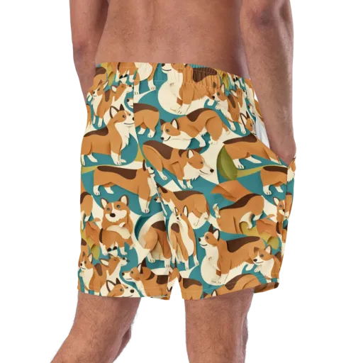 The Corgi Circuit on a Swim Trunks