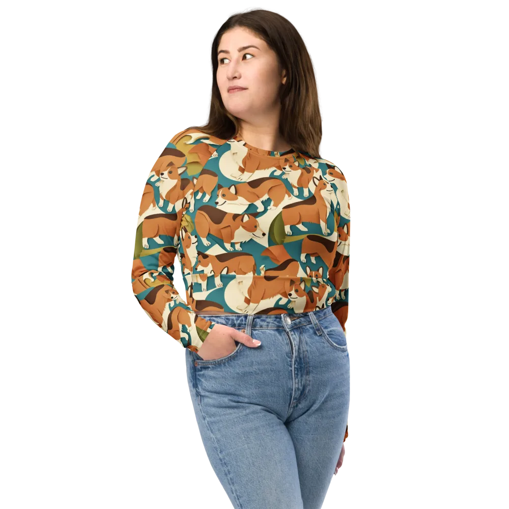 The Corgi Circuit on Long Sleeve Crop Top — Front