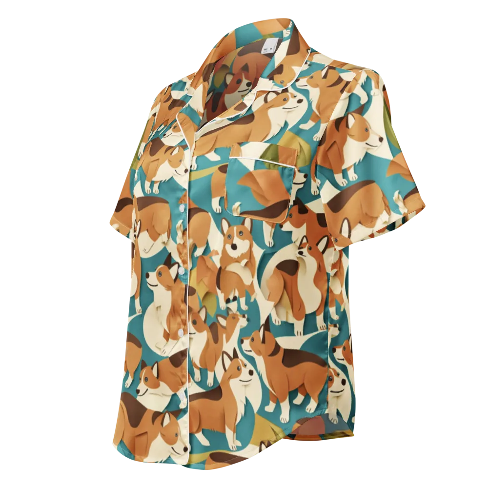 The Corgi Circuit on Women's Short Sleeve Pajama Top — Left Front
