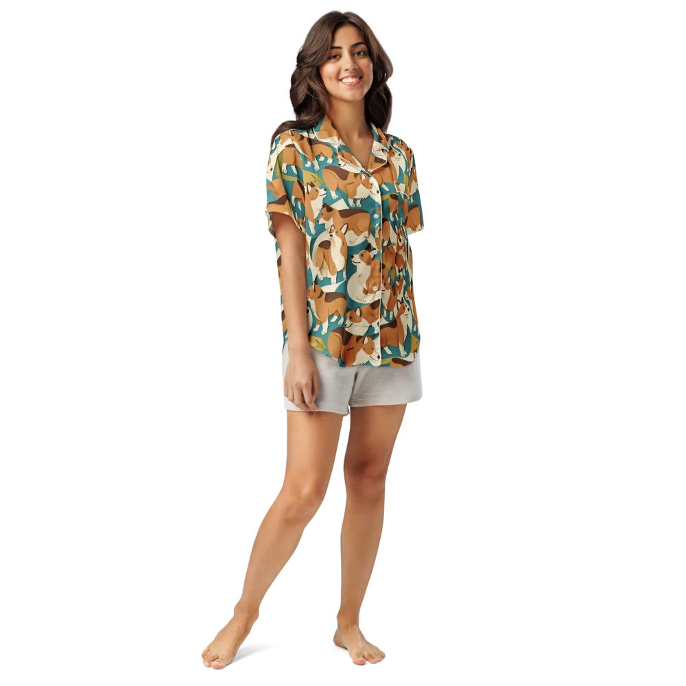The Corgi Circuit on Women's Short Sleeve Pajama Top — Front