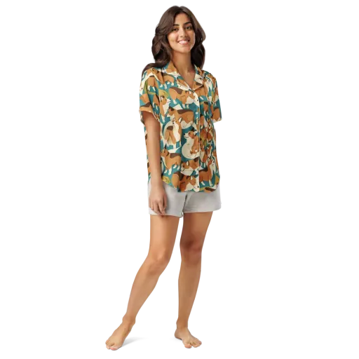 The Corgi Circuit on a Women's Short Sleeve Pajama Top