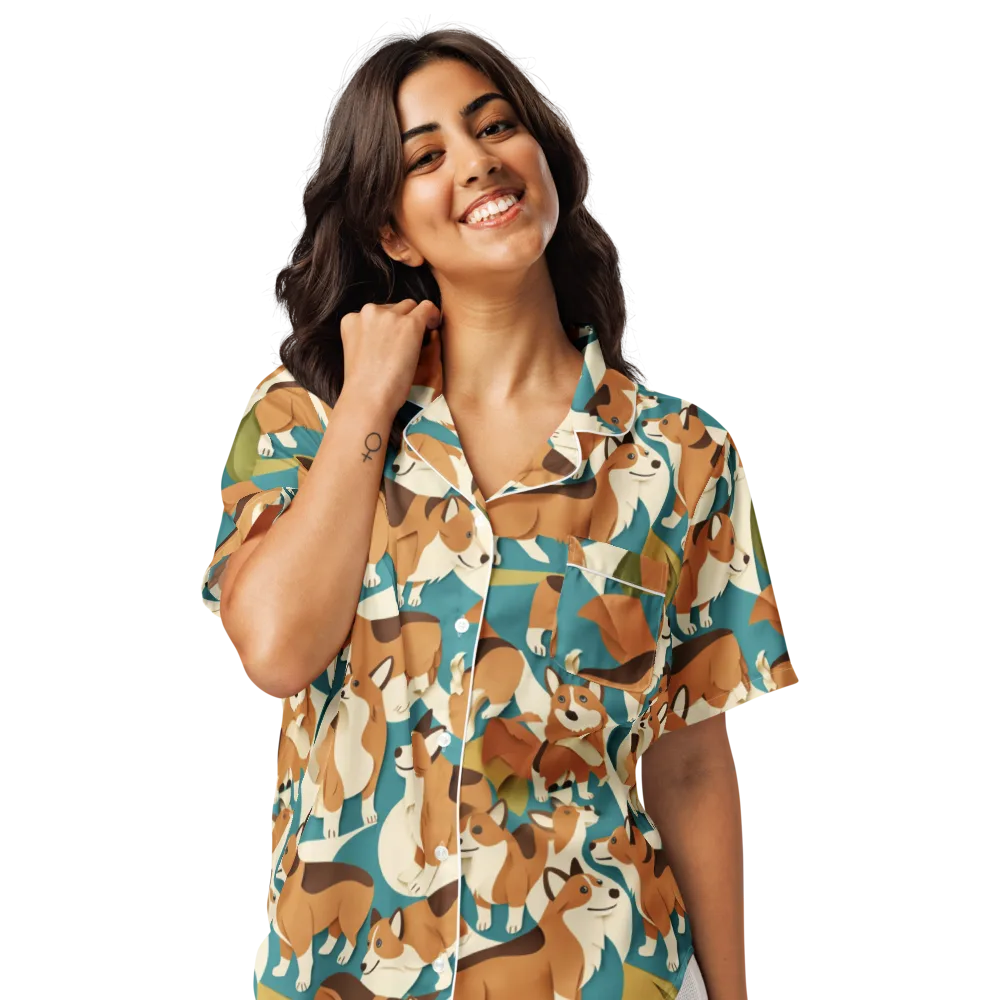 The Corgi Circuit on Women's Short Sleeve Pajama Top — Front