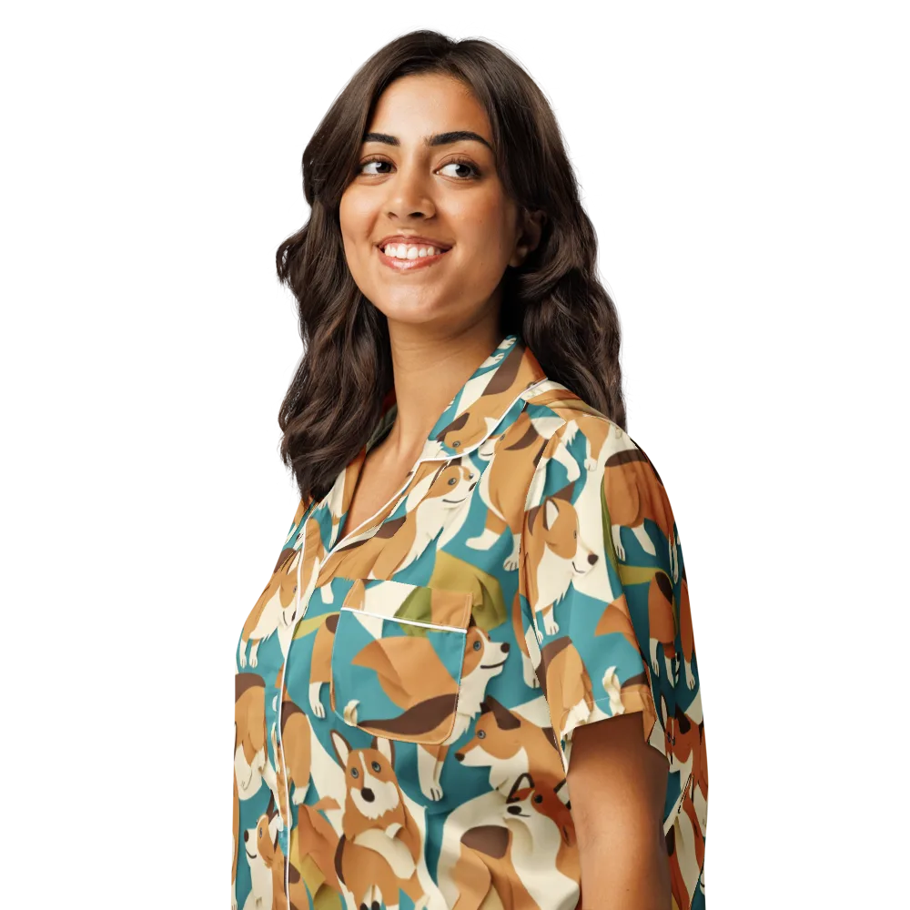 The Corgi Circuit on Women's Short Sleeve Pajama Top — Left Front