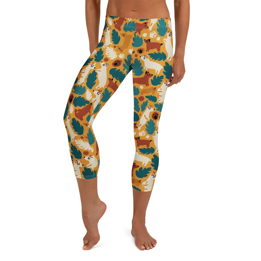 Amberwood Menagerie on Capri Leggings — Front