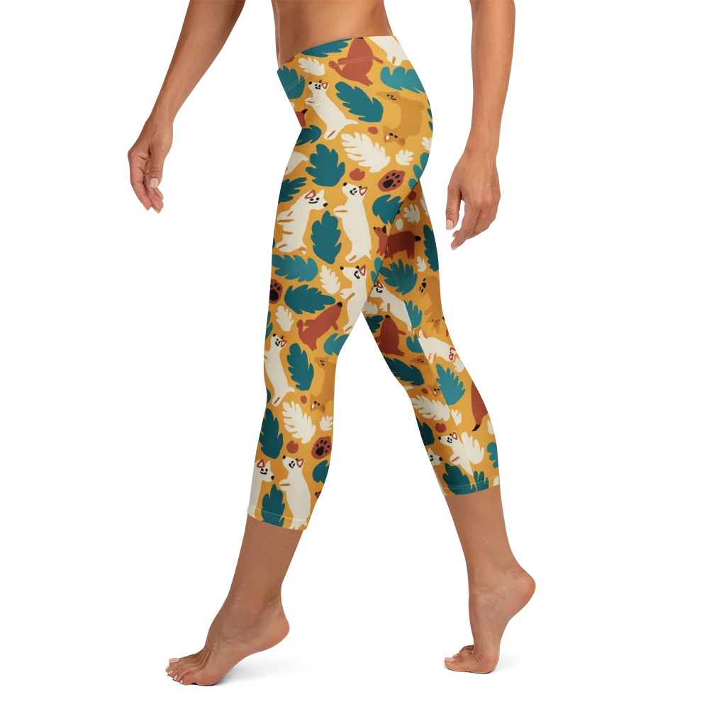 Amberwood Menagerie on Capri Leggings — Left