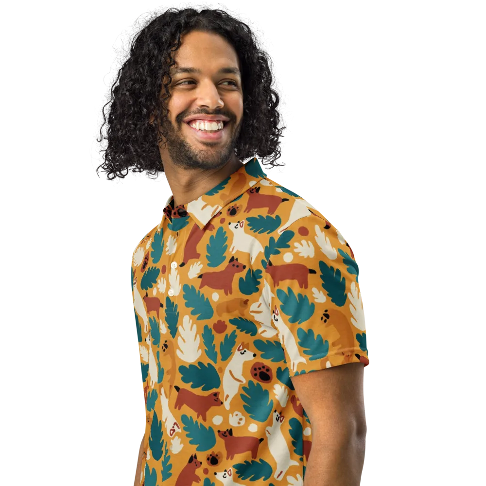 Amberwood Menagerie on Men's Slim Fit Polo Shirt — Left Front