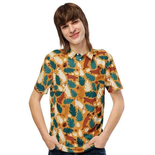 Amberwood Menagerie on a Men's Slim Fit Polo Shirt