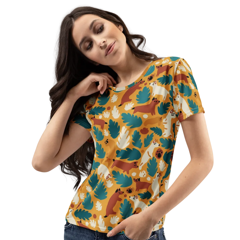 Amberwood Menagerie on Women's Crew Neck T-Shirt — Left Front