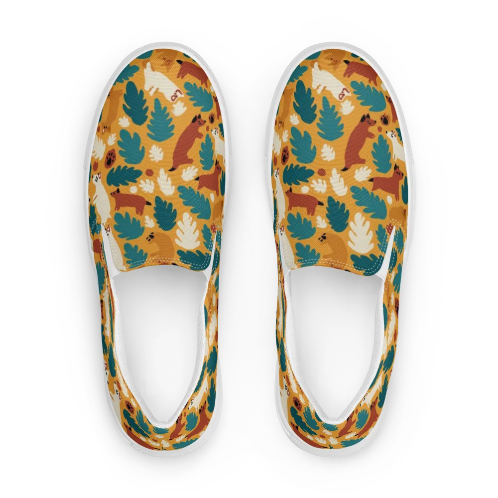 Amberwood Menagerie on Men's Slip-On Canvas Shoes — Front