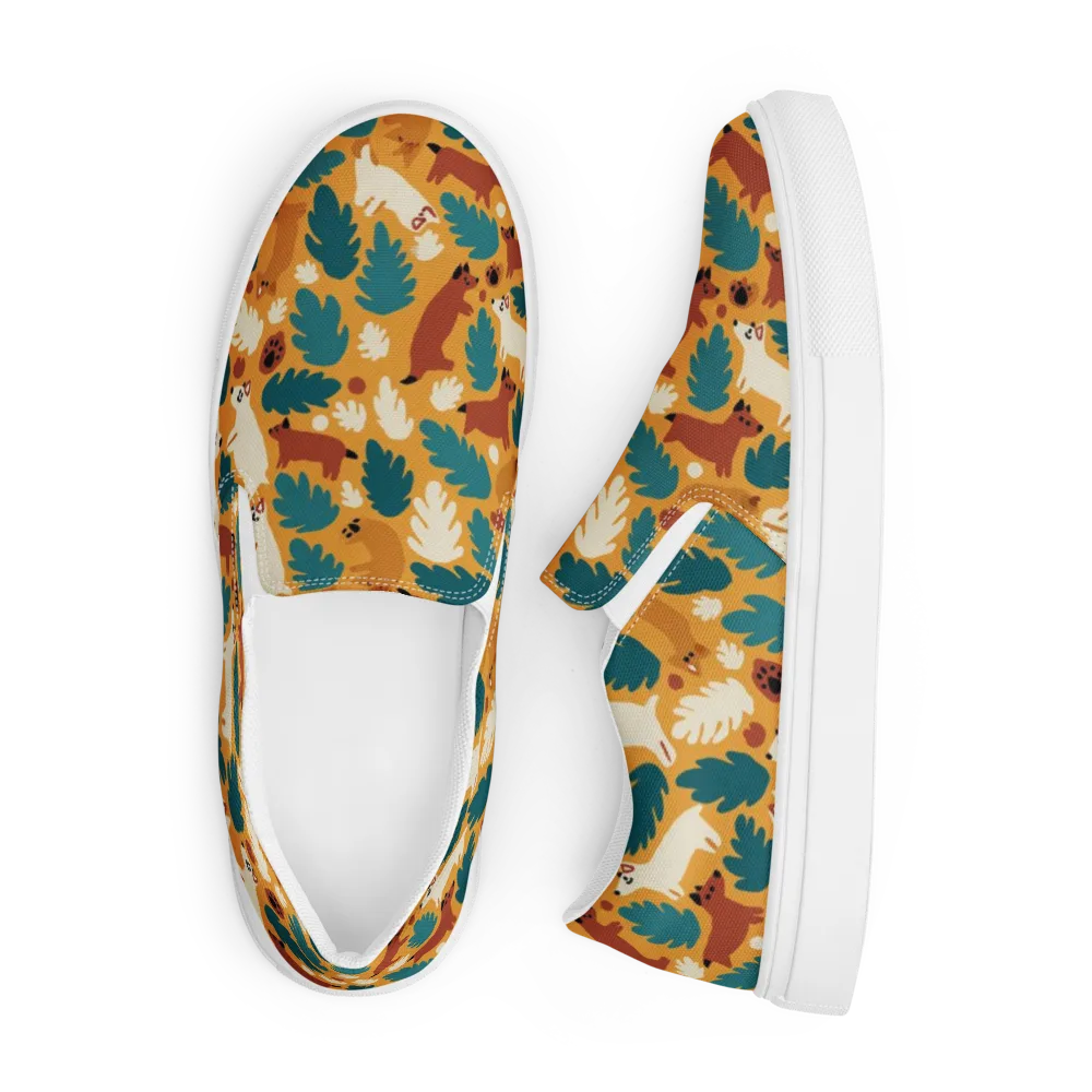 Amberwood Menagerie on Men's Slip-On Canvas Shoes — Front