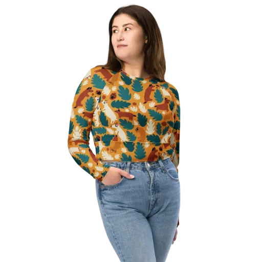 Amberwood Menagerie on a Long Sleeve Crop Top