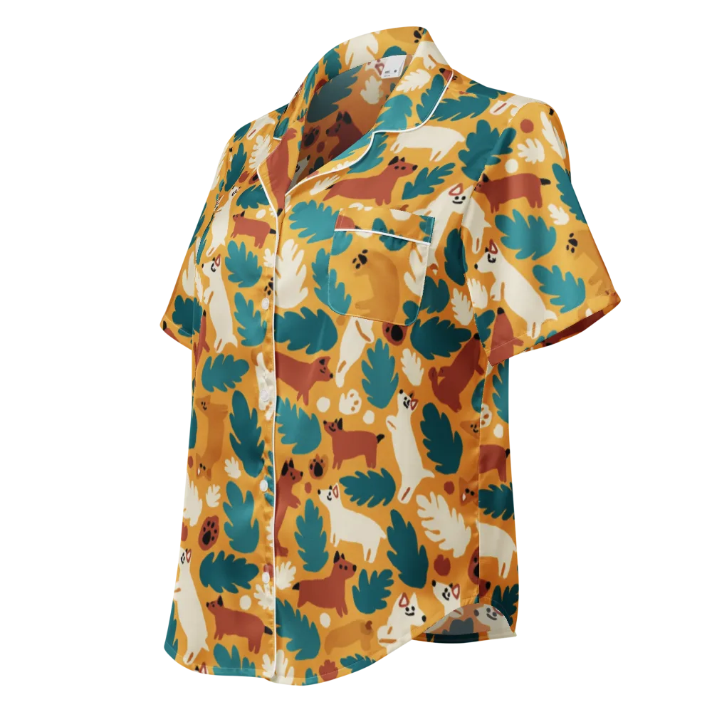 Amberwood Menagerie on Women's Short Sleeve Pajama Top — Left Front